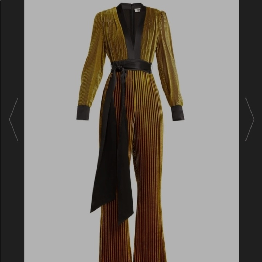 Satin stripped velvet jumpsuit